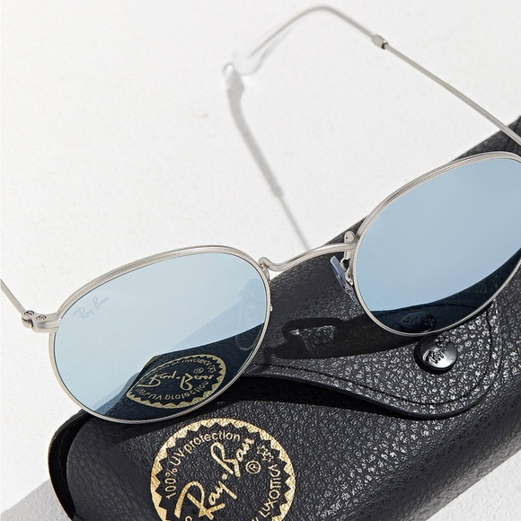 NWOT Ray-Ban Round Silver Reflective Mirror Flash Lenses RB3447 Metal Sunglasses - Picture 2 of 13